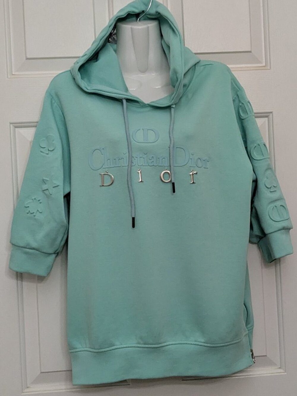 Christian Dior Women's Sweatshirt /Hoodie Top Size L Green . 3/4 sleeve .